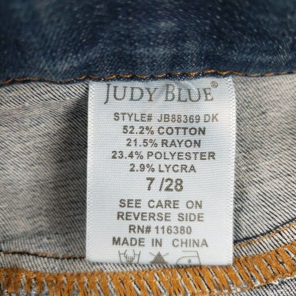 Judy Blue Jeans Women's Size 7/28 Boyfriend Pull On Distress Stretch Denim - Picture 4 of 10